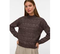 Strickpullover VERO MODA "VMVIRGO LS HIGHNECK PULLOVER BF", Damen, Gr. S, chocolate torte detail:with melange, Strick, Obermaterial: 89% Polyester, 11% Polyacryl, meliert, regular fit, hoch geschlosse