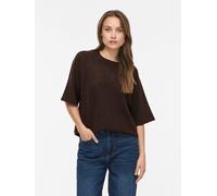 Strickpullover VILA "VILIGA 2/4 O-NECK KNIT TOP - NOOS", Damen, Gr. L, braun (coffee bean detail:melange), Strick, Obermaterial: 97% Polyester, 3% Elasthan, meliert, relaxed fit normal, Rundhals, Pull