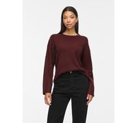 Strickpullover VILA "VILIGA L/S O-NECK KNIT TOP - NOOS", Damen, Gr. S, port royale detail:melange, Strick, Obermaterial: 97% Polyester, 3% Elasthan, meliert, relaxed fit normal, Rundhals, Rippbündchen