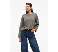 Strickpullover VILA "VILIGA L/S O-NECK KNIT TOP - NOOS", Damen, Gr. XS, falcon detail:melange, Strick, Obermaterial: 97% Polyester, 3% Elasthan, meliert, relaxed fit normal, Rundhals, Rippbündchen, Pu