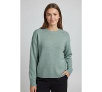 Strickpullover VILA "VILIGA L/S O-NECK KNIT TOP - NOOS", Damen, Gr. XXL, blau surf detail:melange, Strick, Obermaterial: 97% Polyester, 3% Elasthan, meliert, relaxed fit normal, Rundhals, Rippbündchen