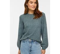 Strickpullover VILA "VILIGA POINTELLE L/S O-NECK TOP -NOOS", Damen, Gr. S, balsam grün detail:melange, Strick, Obermaterial: 97% Polyester, 3% Elasthan, meliert, normal, Rundhals, Pullover Strickpullo