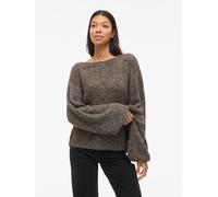 Strickpullover VILA "VIMARLEY L/S KNIT PULLOVER- NOOS", Damen, Gr. M, falcon detail:melange, Strick, Obermaterial: 70% Polyester, 21% Polyamid, 8% Wolle, 1% Elasthan, meliert, regular fit normal, Rund