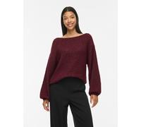 Strickpullover VILA "VIMARLEY L/S KNIT PULLOVER- NOOS", Damen, Gr. M, port royale detail:melange, Strick, Obermaterial: 70% Polyester, 21% Polyamid, 8% Wolle, 1% Elasthan, meliert, regular fit normal,