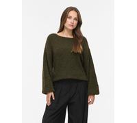 Strickpullover VILA "VIMARLEY L/S KNIT PULLOVER- NOOS", Damen, Gr. S, forest night detail:melange, Strick, Obermaterial: 70% Polyester, 21% Polyamid, 8% Wolle, 1% Elasthan, meliert, regular fit normal