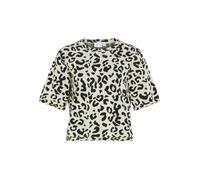 Strickpullover VILA "VIMAYAS O-NECK 2/4 KNIT NOOS", Damen, Gr. S, super light natural melan pattern:leo schwarz beauty, Strick, Obermaterial: 50% Polyester, 30% Viskose, 20% Nylon, gemustert, regular