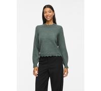 Strickpullover VILA "VINIKOLINA O-NECK L/S KNIT TOP - NOOS", Damen, Gr. L, grün (balsam grün detail:melange), Strick, Obermaterial: 97% Polyester, 3% Elasthan, meliert, regular fit normal, Rundhals, S