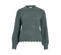 Strickpullover VILA "VINIKOLINA O-NECK L/S KNIT TOP - NOOS", Damen, Gr. S, balsam grün detail:melange, Strick, Obermaterial: 97% Polyester, 3% Elasthan, meliert, regular fit normal, Rundhals, Strickbü