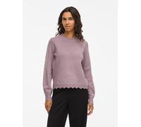 Strickpullover VILA "VINIKOLINA O-NECK L/S KNIT TOP - NOOS", Damen, Gr. XXL, toadstool detail:melange, Strick, Obermaterial: 97% Polyester, 3% Elasthan, meliert, regular fit normal, Rundhals, Rippbünd