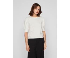 Strickpullover VILA "VIRIL 2/4 SLEEVE O-NECK KNIT TOP - NOOS", Damen, Gr. M, weiß alyssum, Strick, Obermaterial: 50% Viskose, 28% Polyester, 22% Nylon, unifarben, regular fit normal, Rundhals, Rippstr
