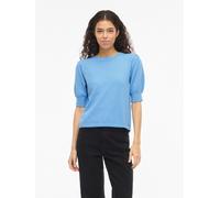 Strickpullover VILA "VIRIL 2/4 SLEEVE O-NECK KNIT TOP - NOOS", Damen, Gr. XS, all aboard detail:schwarz melange, Strick, Obermaterial: 50% Viskose, 28% Polyester, 22% Nylon, meliert, regular fit norma