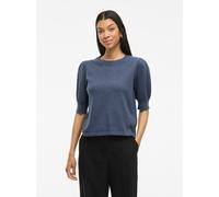 Strickpullover VILA "VIRIL 2/4 SLEEVE O-NECK KNIT TOP - NOOS", Damen, Gr. XXL, vintage indigo detail:schwarz melange, Strick, Obermaterial: 50% Viskose, 28% Polyester, 22% Nylon, meliert, regular fit