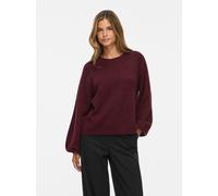 Strickpullover VILA "VISAPNA O-NECK L/S KNIT TOP/PB/1", Damen, Gr. L, braun (port royale), Strick, Obermaterial: 50% Polyester, 28% Nylon, 22% Polyacryl, unifarben, regular fit normal, Rundhals, Pullo