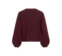 Strickpullover VILA "VISAPNA O-NECK L/S KNIT TOP/PB/1", Damen, Gr. S, braun (port royale), Strick, Obermaterial: 50% Polyester, 28% Nylon, 22% Polyacryl, unifarben, regular fit normal, Rundhals, Pullo