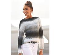 Strickpullover VIVANCE, Damen, Gr. 32/34, schwarz-weiß (schwarz, weiß, grau), Strick, Obermaterial: 78% Polyacryl, 22% Polyester, colorblocking, figurumspielend hüftlang, U-Boot-Ausschnitt, Pullover S