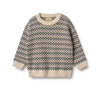 Strickpullover WHEAT "Jaquard Pullover Harlow", Mädchen, Gr. 122, weiß (sanftes weiß), Strick, Obermaterial: 100% Baumwolle, gestreift, loose fit normal, Rundhals, Pullover Strickpullover (58086643-12