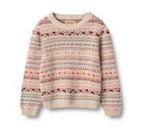 Strickpullover WHEAT "Jaquard Pullover Olga", Kinder, Gr. 104, bunt (multi), Strick, Obermaterial: 100% Baumwolle, gestreift, normal normal, Rundhals, Pullover Strickpullover (94060811-104) multi