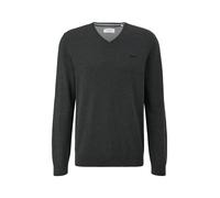 s.Oliver Strickpullover Herren in melierter Optik mit Logo-Stickerei Grau Größe XL