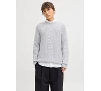 JACK & JONES Premium Strickpullover mit gerippten Abschlüssen Modell 'BLUSEAN' in Hellgrau Melange, Größe XL
