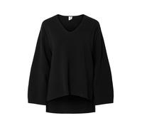 Strickpullover Y.A.S "YASELMA LS V-NECK KNIT PULLOVER S. NOOS", Damen, Gr. M, schwarz, Strick, Obermaterial: 52% Viskose, 26% Polyester, 22% Nylon, unifarben, regular fit normal, V-Ausschnitt, gerader