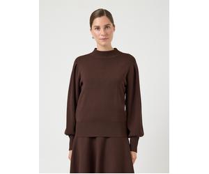 Strickpullover Y.A.S "YASFONNY LS KNIT PULLOVER S. NOOS", Damen, Gr. L, braun (chocolate braun), Strick, Obermaterial: 72% Viskose, 28% Polyester, unifarben, regular fit kurz, hoch geschlossener Aussc