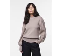Strickpullover Y.A.S "YASFONNY LS KNIT PULLOVER S. NOOS", Damen, Gr. XS, braun (fungi), Strick, Obermaterial: 72% Viskose, 28% Polyester, unifarben, regular fit kurz, hoch geschlossener Ausschnitt, Ri