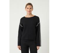 Strickpullover Y.A.S "YASSTITCHA LS KNIT PULLOVER S. NOOS", Damen, Gr. S, schwarz, Strick, Obermaterial: 50% Viskose, 28% Nylon, 22% Polyester, unifarben mit Farbeinsatz, oversize normal, Rundhals, Pu