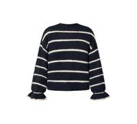Strickpullover ZERO "Damen gestreift mit Wolle", Damen, Gr. L, patch dunkelblau, cream, Strick, Obermaterial: 2% Elasthan, 15% Polyamid, 8% Polyacryl, 21% Polyester, 49% Polyester, 5% Wolle. Füllung:,