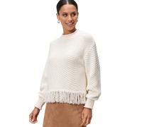 Strickpullover ZERO "Damen mit Fransen", Damen, Gr. 38, eggnog, Strick, Obermaterial: 71% Polyacryl, 29% Baumwolle, Strukturmuster, figurumspielend hüftlang, Rundhals, weit Bündchen, Pullover Strickpu