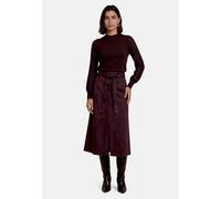 Strickpullover ZERO "Damen mit Spitzenärmeln", Damen, Gr. 44, chocolate plum, Strick, Obermaterial: 72% Viskose, 28% Polyester. Füllung:, unifarben, figurbetont normal, weit Bündchen, Pullover Strickp