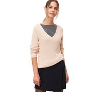 Strickpullover ZERO "Damen mit V-Ausschnitt", Damen, Gr. 42, schwarz cream melange, Strick, Obermaterial: 60% Baumwolle, 40% Polyacryl, figurumspielend lang, V-Ausschnitt, weit, Pullover Strickpullove