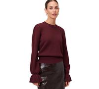 Strickpullover ZERO "Damen mit Volant-Ärmeln", Damen, Gr. 42, mystic berry, Strick, Obermaterial: 50% Viskose, 28% Polyester, 22% Polyamid (Livaeco™), durchscheinend, figurbetont normal, Rundhals, eng