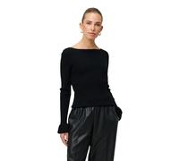 Strickpullover ZERO "Damen mit Volants am Ärmel", Damen, Gr. 42, schwarz beauty, Strick, Obermaterial: 50% Viskose, 27% Polyamid, 23% Polyester, unifarben, figurbetont normal, U-Boot-Ausschnitt, eng B