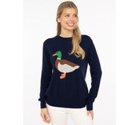Strickpullover ZWILLINGSHERZ "Duck", Damen, Gr. XL, marine, Strick, Obermaterial: 100% Kaschmir, Pullover Strickpullover, Rundhals,aus reinem Kaschmir mit großer Ente (38149602-XL) marine