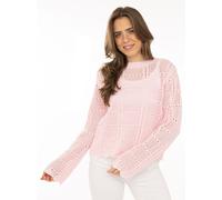 Strickpullover ZWILLINGSHERZ "Lochstrick", Damen, Gr. L/XL, rosa (pink), Strick, Obermaterial: 60% Baumwolle, 40% Polyacryl, Pullover Strickpullover, mit Lockstrickmotiv (21201816-L) pink