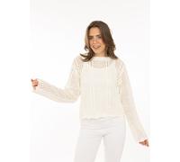 Strickpullover ZWILLINGSHERZ "Lochstrick", Damen, Gr. L/XL, weiß, Strick, Obermaterial: 60% Baumwolle, 40% Polyacryl, Pullover Strickpullover, mit Lockstrickmotiv (43530200-L) weiß