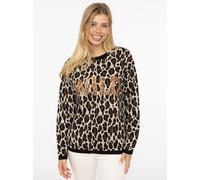 Strickpullover ZWILLINGSHERZ ""Wild"", Damen, Gr. L/XL, gold, Strick, Obermaterial: 70% Polyacryl, 30% Wolle, gemustert, mehrfarbig, Rundhals, Pullover Strickpullover, Rundhals Ausschnitt, Pailletten