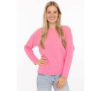 Strickpullover ZWILLINGSHERZ "Zopfstrick", Damen, Gr. L/XL, pink, Strick, Obermaterial: 45% Polyester, 30% Elasthan, 25% Polyacryl, hüftbedeckend, Rundhals, Pullover Strickpullover, Rundhalsausschnitt