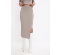 Strickrock BONPRIX "Strickrock aus fließendem Viskose-Mix", Damen, Gr. 40/42 (M), grau (silber, naturstein), Strick, Obermaterial: 38% Viskose, 37% Polyester, 16% Polyamid, 9% metallisierte Fasern, Gl