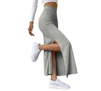 Strickrock Damen Lang A-Linie Bleistiftrock Damen Lang Warm Wollrock Damen Winter Hohe Taille Stretch Figurbetont Wickelrock Curvy Taillierter Seitenschlitz Rock Damen Lang Elegant Skirts for Women