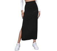 Strickrock Damen Lang Mit Schlitz - Winterrock Damen Elegant Winterkleider Eng Elastisch Midirock Lange Röcke Winter Wickelrock Wolle Stricken Röcke Bodycon Strickrock/Bleistiftrock/Businessrock