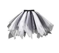 Strickrock Damen,Tüllrock Damen Elegant Schwarz Unterrock Tütü Netzstoff Erwachsene Mesh Rock Abschlussball Party Faltenrock Elastische Karneval Ballettrock Midirock Grau XL