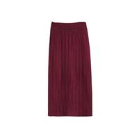 Strickrock Für Damen - Damenmode Herbst Winter Damen Strickröcke Solide Sexy Lange Split Röcke Damen Stricken Lange Röcke 70Cm Büro Dame Rock Rot Einheitsgröße