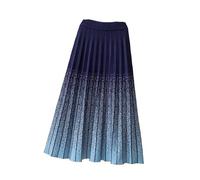 Strickrock Für Damen - Farbverlauf-A-Linien-Strickrock, Modischer Halbkörperrock Mittlerer Länge Und Frühling Und Herbst, Warmer, Gemütlicher, Lässiger All-Match-Strickrock, Blau, 3XL