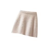 Strickrock Für Damen - Herbst Winter Samt Minirock Damen Elegant Strick Hohe Taille A-Linie Dick Warm Sexy Party Fashion Streetwear,Weiß,XL