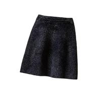 Strickrock Für Damen - Herbst Winter Samt Minirock Damen Elegant Strick Hohe Taille A-Linie Dick Warm Sexy Party Fashion Streetwear,Schwarz,XL