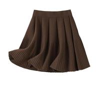 Strickrock Für Damen - Modischer Herbst-Winter-Rock Für Damen, Einfarbig, Sexy, Kurzer Strickrock, Hohe Taille, A-Linie, Faltenrock, Schlichte, Lässige Streetwear, Braun, M