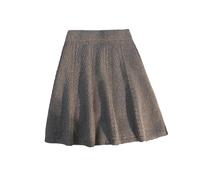 Strickrock Für Damen - Winter-Plissee-Strick-Minirock Für Damen, Sexy, Elastisch, Hohe Taille, A-Linie, Party, Kurz, Warm, Streetwear, Einfarbig, Grau, XL