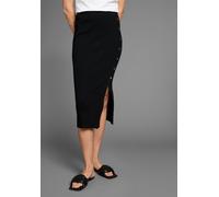 Strickrock HECHTER PARIS, Damen, Gr. 38, schwarz, Rippstrick, Obermaterial: 70% Viskose, 30% Polyamid, unifarben, figurbetont ca. Mitte Wade, Röcke, mit modischer Knopfleiste (19159127-38) schwarz