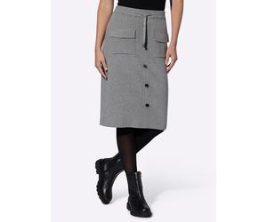 Strickrock HEINE, Damen, Gr. 40, grau (grau, meliert), 50% Viskose, 28% Polyester, 22% Polyamid, unifarben, wadenlang, Röcke (74868954-40) grau, meliert